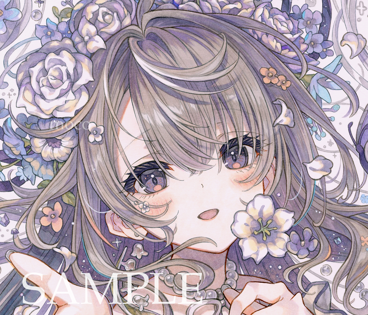 新品】オリジナル お正月 女の子 手描き アナログ イラスト 手描き
