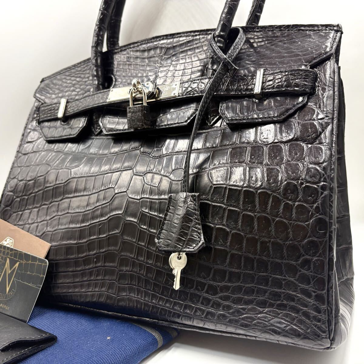 NICO MARTELLI イタリア製　クロコダイル　本革　ハンドバッグ ◇定価100万円 イタリア製 エルメスOEM ニコマルテリ【NICO MARTELLI