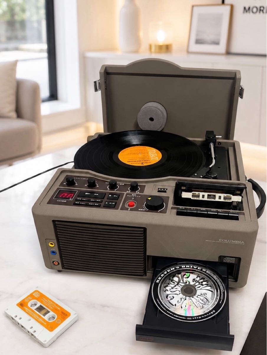 1115k 昭和レトロ 日本コロムビア レコードプレーヤー ターンテーブル