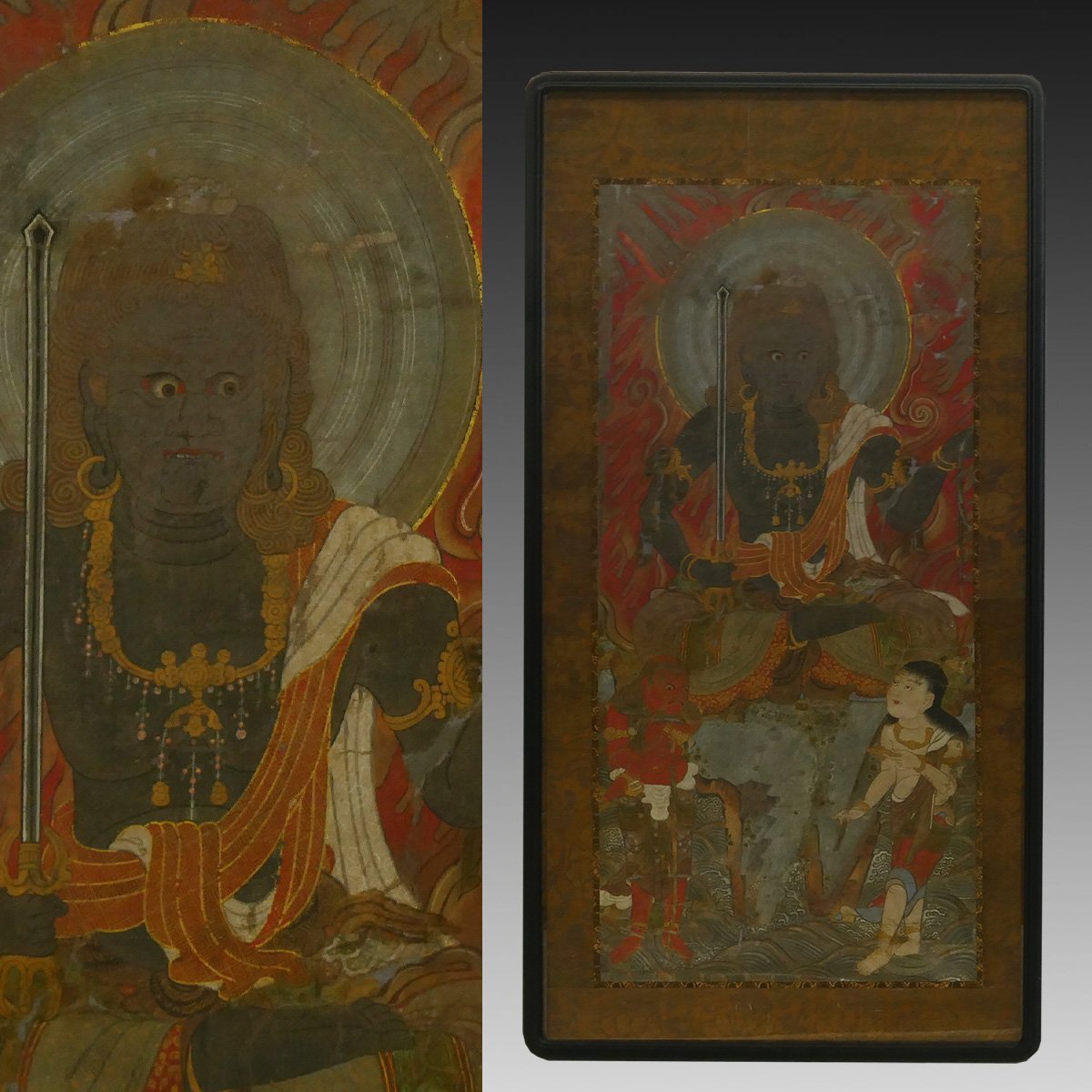 喜聞◇『弘法大師 空海肖像画メクリ』 1枚 古筆 古文書 古書 日本画