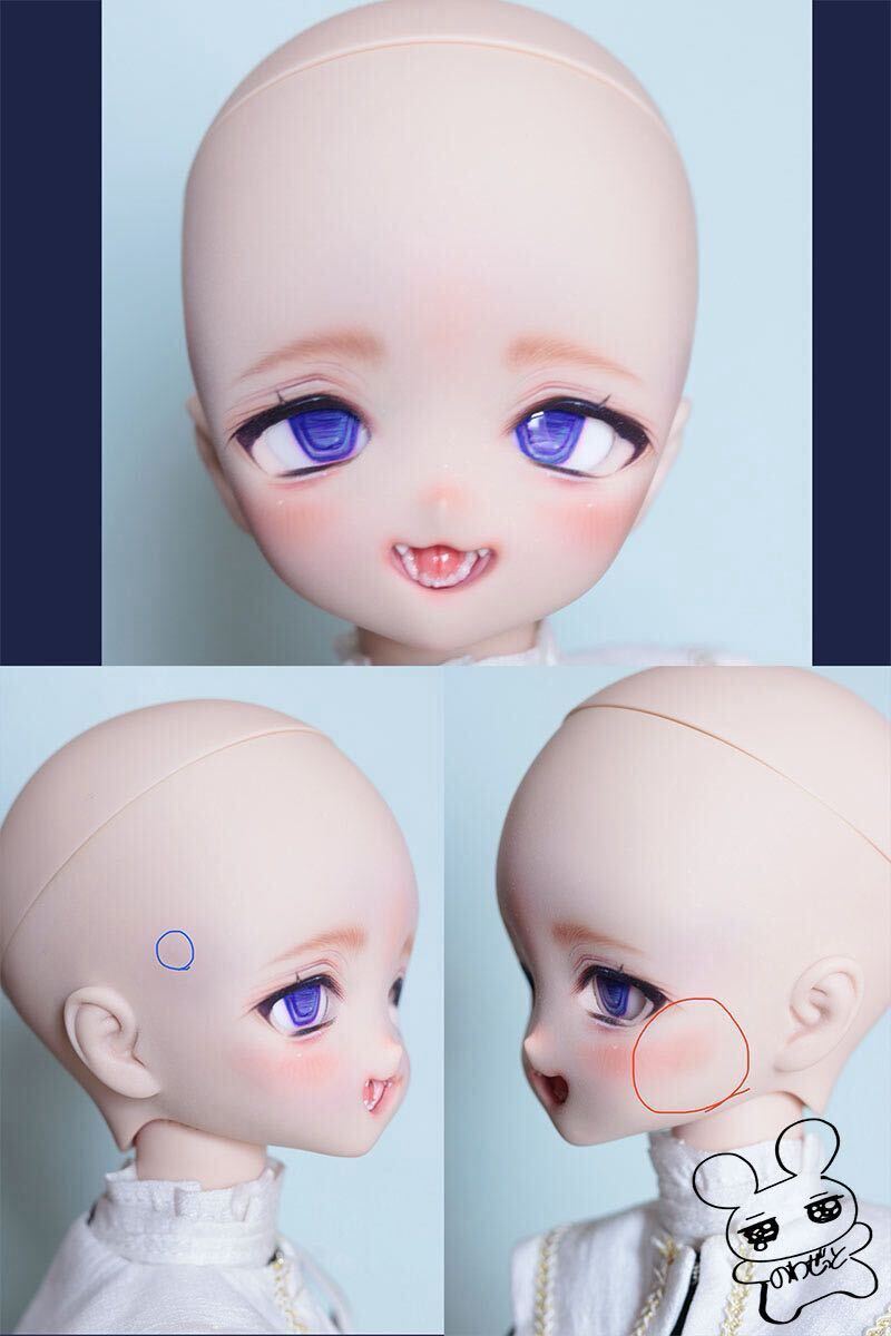 きな屋】DDH-01 カスタムヘッド (セミホワイト肌)+アイ+ウィッグ
