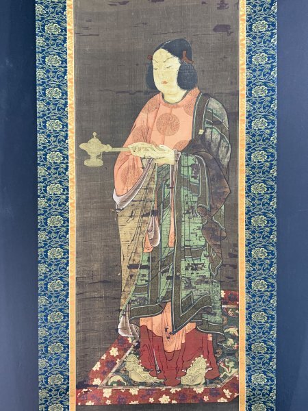 掛軸 慈雲尊者 仁者寿 木箱 工芸 一行書 禅語 東大寺長老明俊老師 4-19 真言宗 慈雲飲光 (慈雲尊者)「仁者寿(一行書)※工芸印刷」東大寺管長 狭