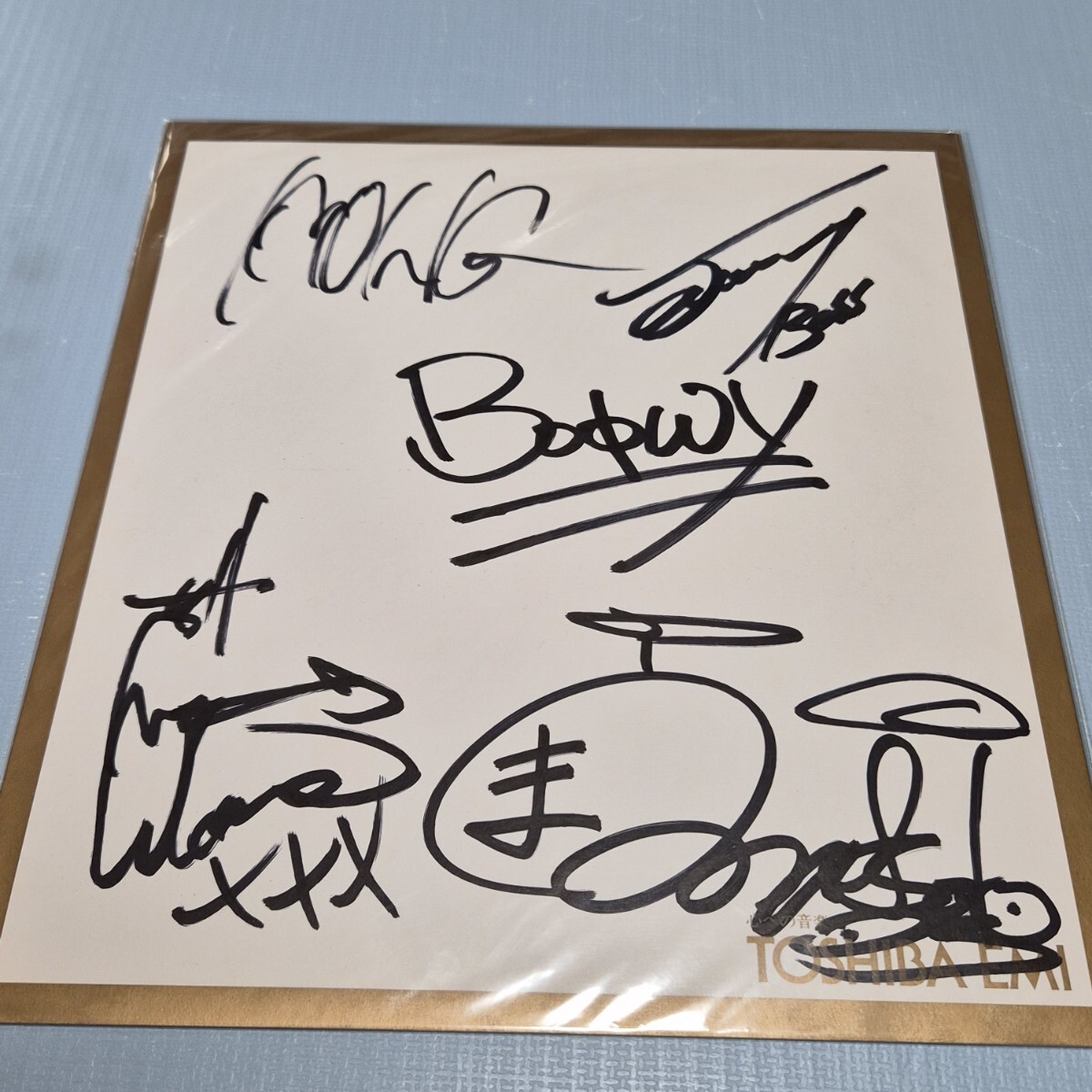 中古】稀少レア! BOOWY ボウイ○東芝EMI 直筆サイン色紙○高橋まこと