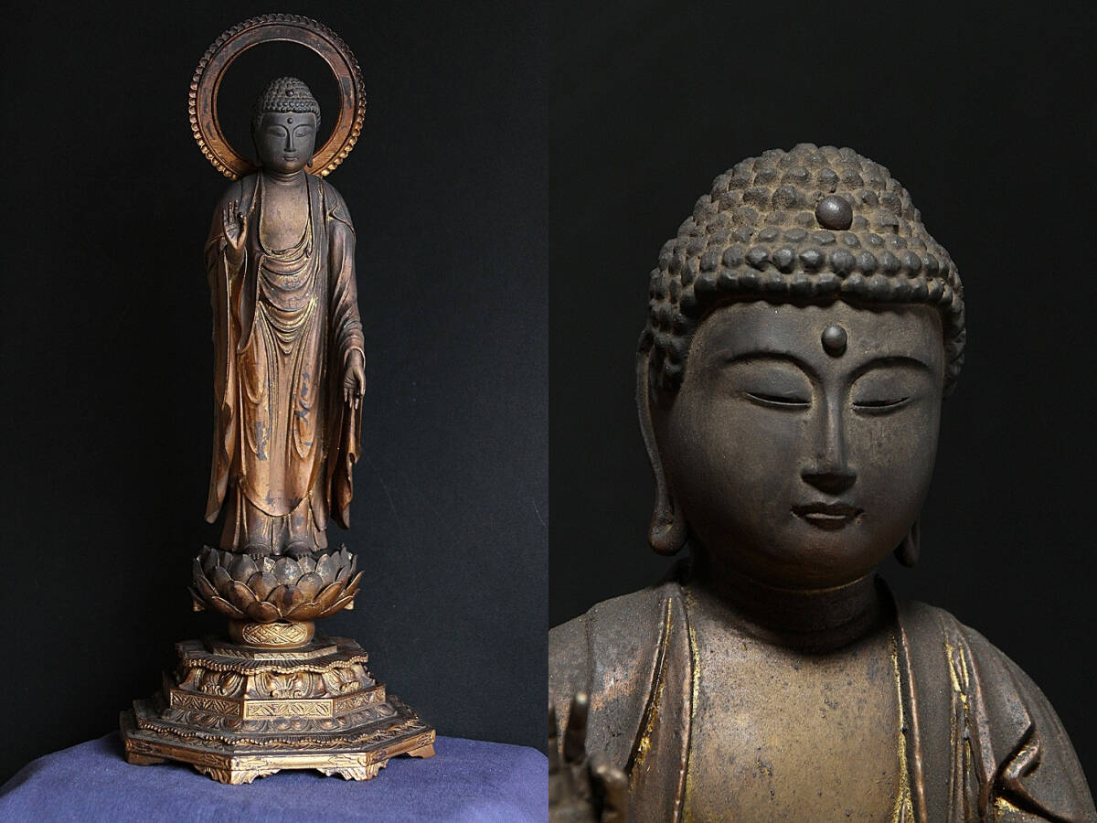 阿弥陀如来絵像 掛軸 紺紙金泥 仏教美術 本願寺 浄土真宗 室町～江戸