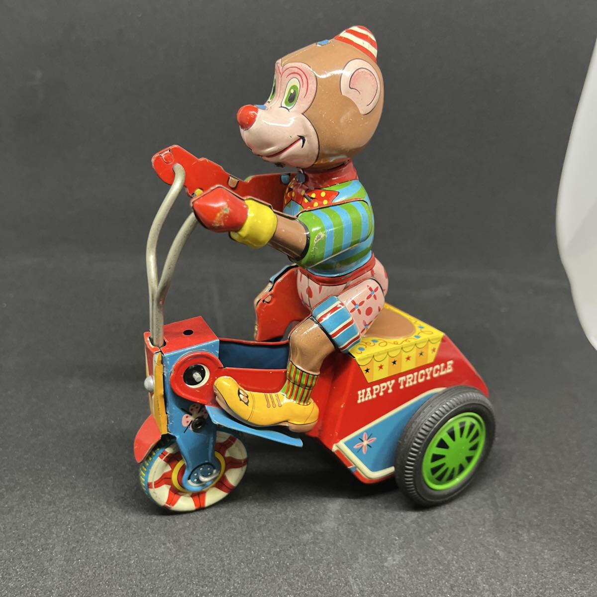 昭和 レトロ☆中国 ブリキ 三輪車に乗った男の子☆三輪車 ゼンマイ