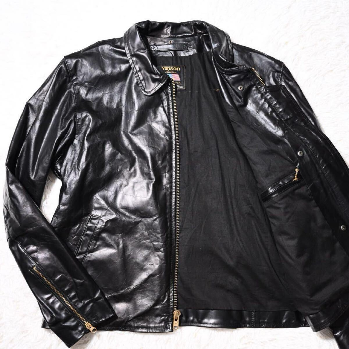 36 極上 バンソン ENF エンフィールド レザー ジャケット 襟付