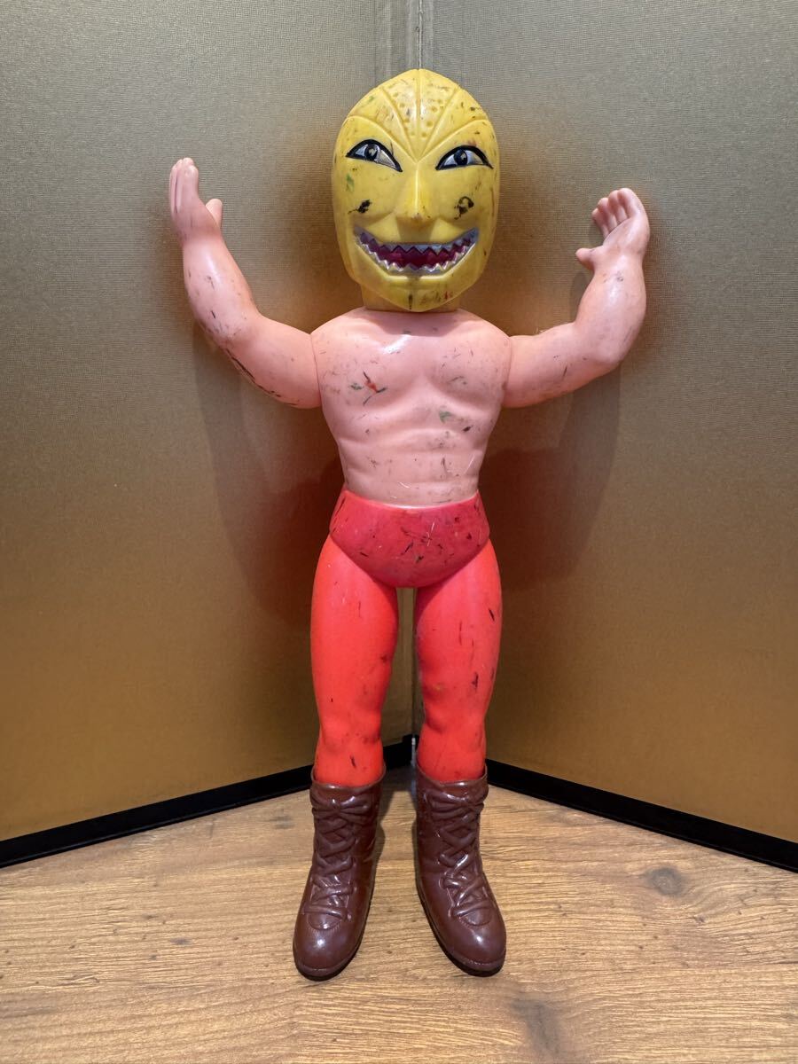 当時物 中嶋製作所 タイガーマスク ザ・ゴールデンマスク ソフビ 悪役レスラー 中古】当時物 タイガーマスク 敵 ゴールデンマスク 中嶋製作所 ソフビ