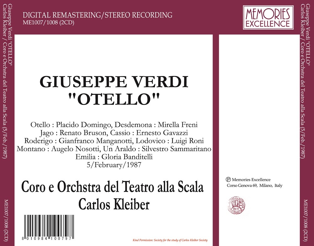 Giuseppe Verdi: Otello クライバー オテロ ミラノスカラ座 【公式通販】