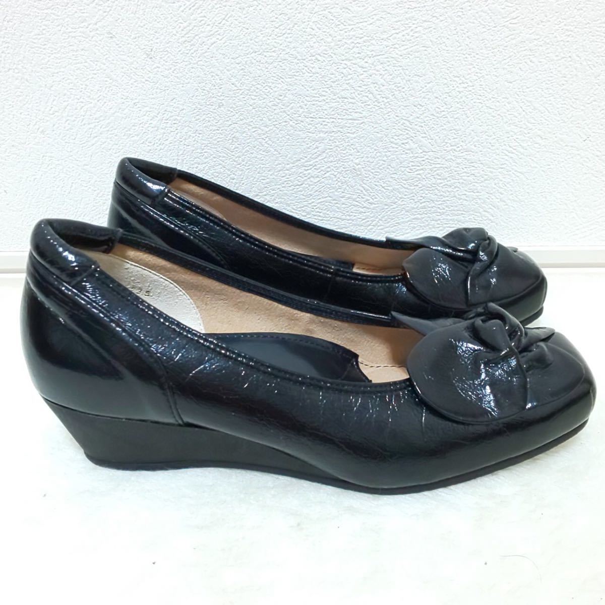 Arco Joy アルコジョイ パンプス ヒール ウェッジソール シューズ 靴 黒 ブラック リボン レディース 婦人 23 5cm 710ja の落札情報詳細 ヤフオク落札価格情報 オークフリー スマートフォン版