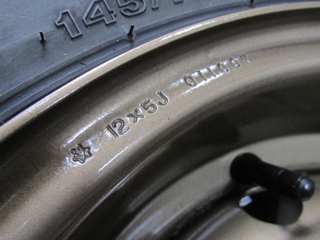 PCD100 深リム 12×5J リバース 145/70R12 特注鉄ホイール 軽トラ 軽