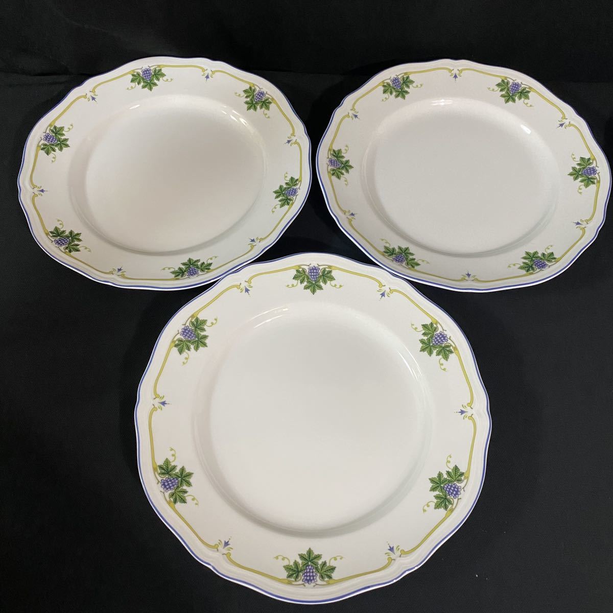 【希少】 リチャードジノリ ぶどう柄 プレート ヴィンテージ 745644-084】リチャードジノリ プレート12枚 ボルドーブルー ぶどう柄