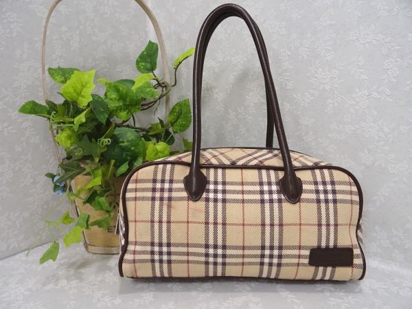 BURBERRYミニボストンノバチェックシャドーホースキャンバスレザー⭐️値下げ中 美品✨バーバリー ミニボストン ノバチェック シャドーホース