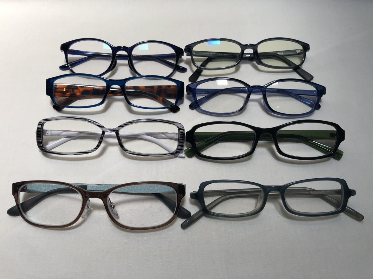 M 眼鏡8本セット セルフレーム フルリム カラーフレーム 伊達眼鏡 おしゃれメガネ 度入り度なし混在 老眼鏡 Jins Bonox Tgc の落札情報詳細 ヤフオク落札価格情報 オークフリー スマートフォン版