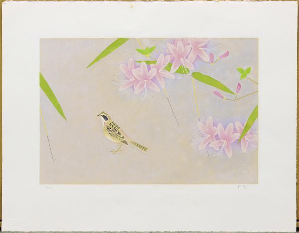 真作】【WISH】上村松篁 「花鳥四季」リトグラフ 直筆サイン ◇シート