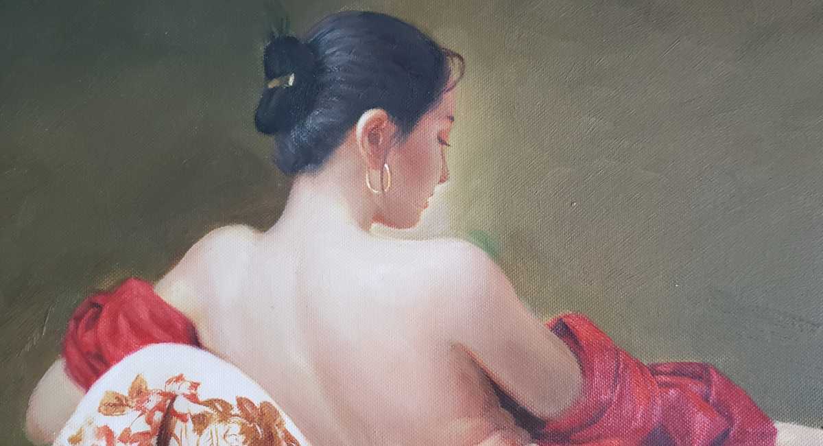 S kuramoto サイン 横たわる裸婦像 キャンバス6号 油彩 (森本作品では