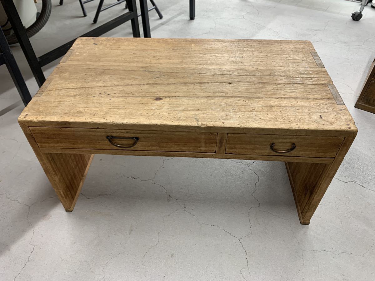 昭和レトロ 無垢材 文机 文机 レトロ 昭和 作業台 文机 昭和レトロ アンティーク 店舗