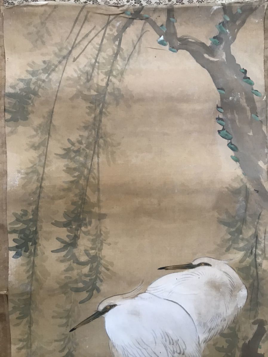 古い　中国掛軸　花鳥　絹本　肉筆 古い中国の掛軸絹本