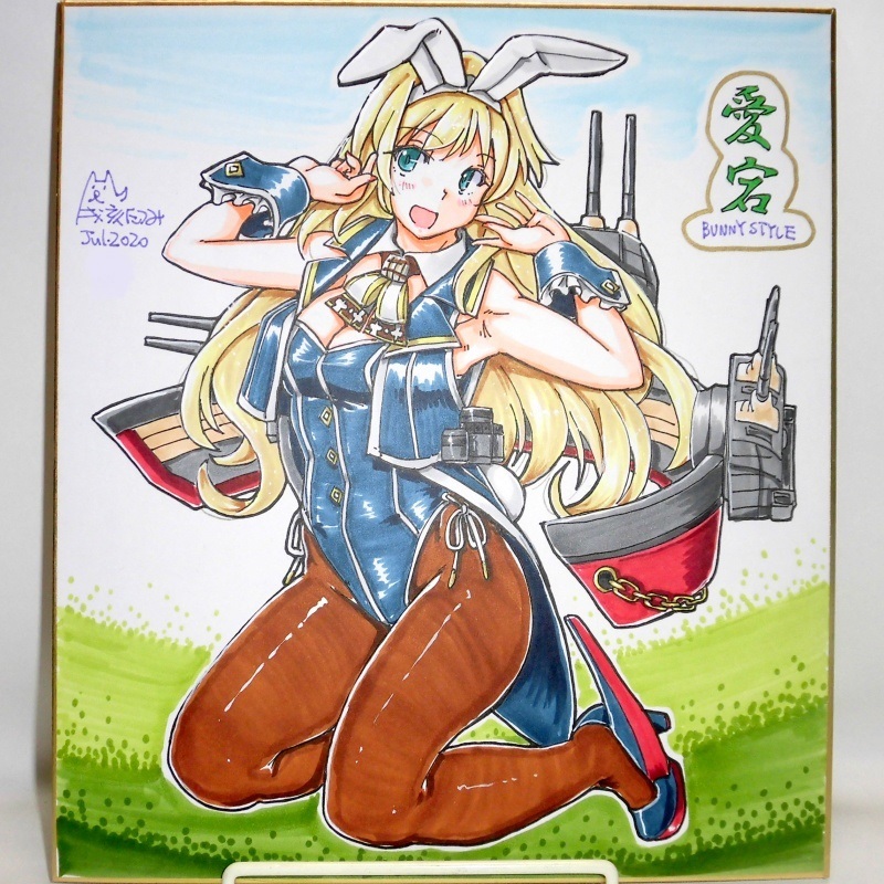 新品】艦これ 手書き色紙 愛宕バニー studio麗 沈没海峡 巽レイ 戌亥