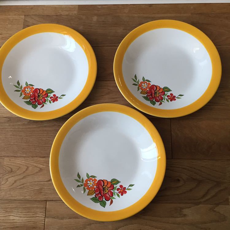 新品】PAGNOSSIN/パニョシン プレート 3点 セット お皿 花柄 イエロー