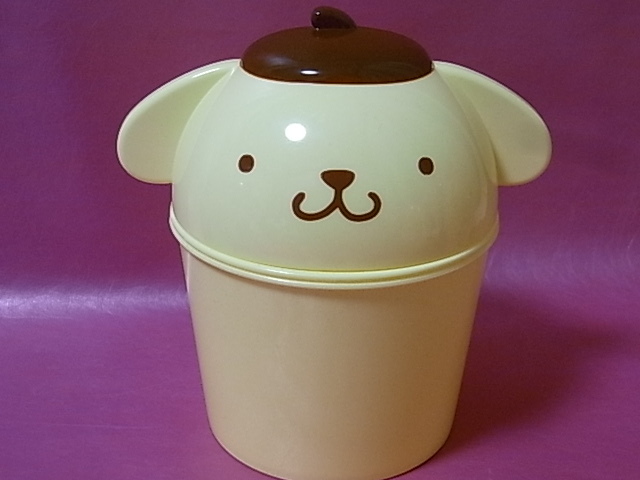 新品】ポムポムプリン ダイカット ダストボックス フタ付 ゴミ箱