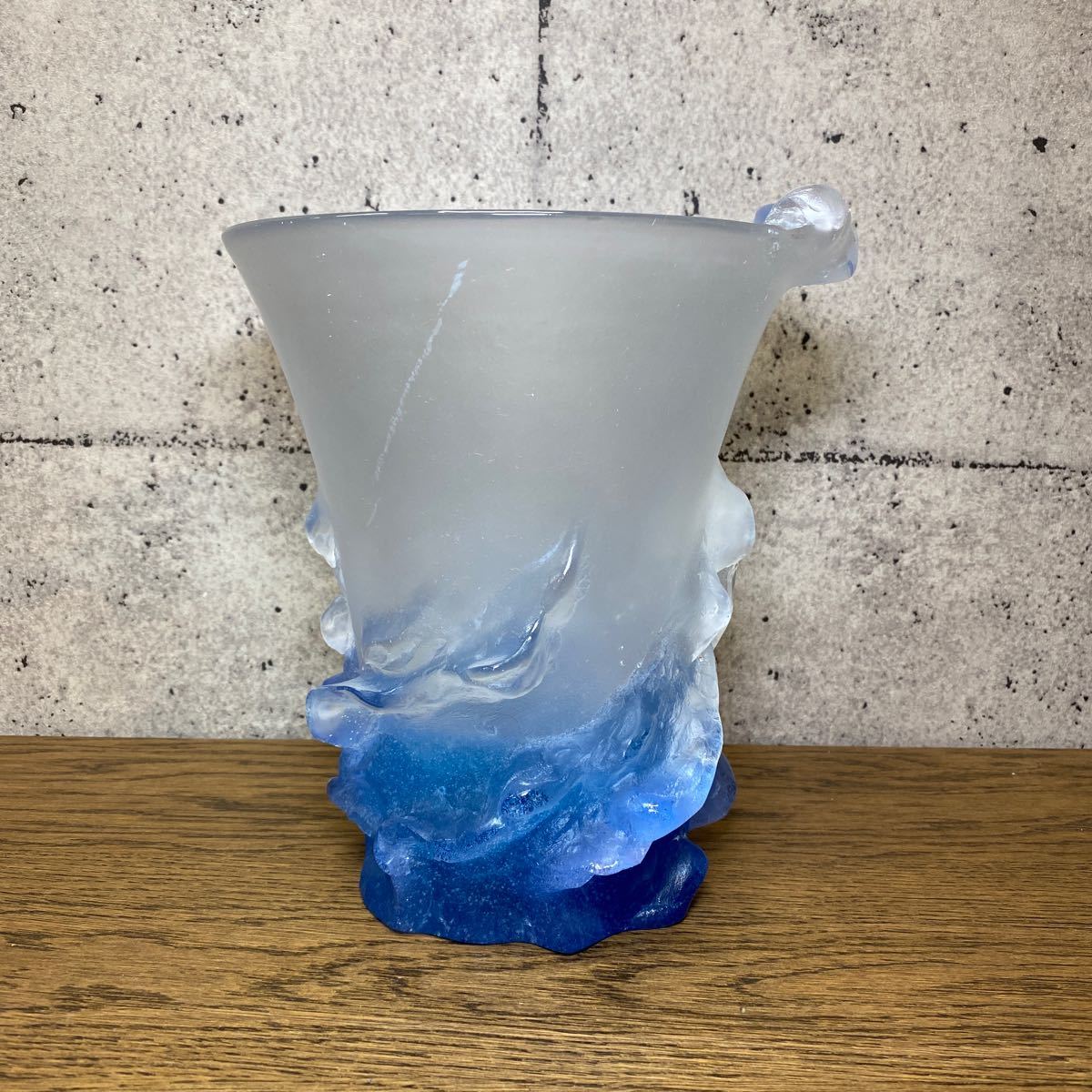 Daum France「クリスタルガラス フラワーベース」花瓶・花器☆難あり・品