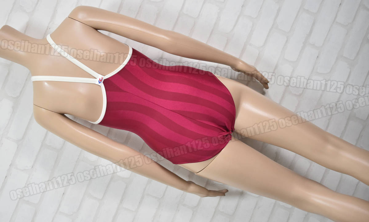 Galax ワインレッド ストライプ ワンピース水着 新品】GALAX ギャレックス 白パイピング ワンピース水着・女子競泳水着