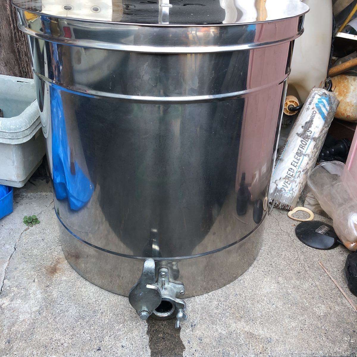 養蜂 蜂蜜タンク 中古品 はちみつ 充填 ステンレスタンク 濾網無 台座