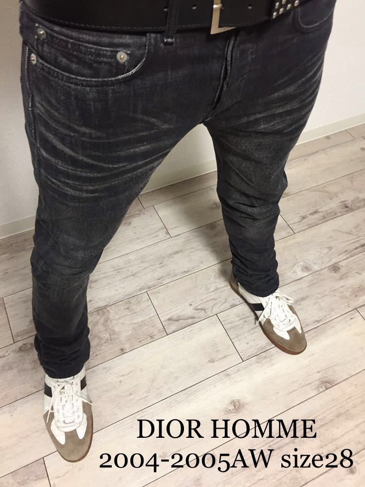 正規 DIOR HOMME 2004-2005AW 爪痕ブラックデニム Bas17.5 日本製