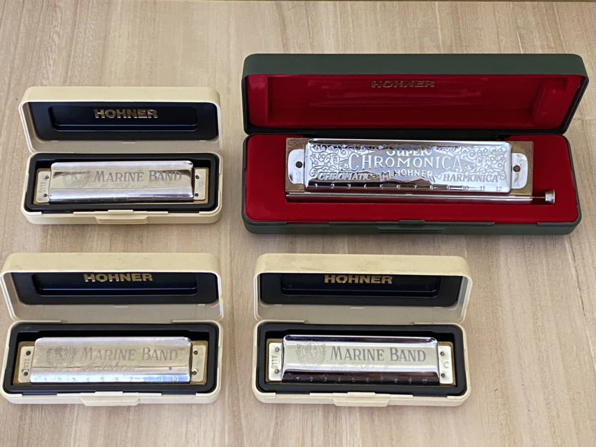 ★ビンテージ HOHNER ホーナー ハーモニカ Marine Band マリンバンド ブルースハープ 4点セットドイツ製 箱入りアンティーク