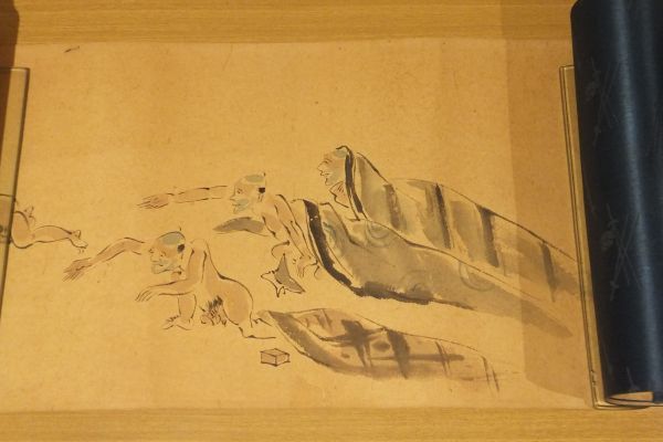 艶画 男女相撲合戦絵巻」仮題 長巻 肉筆淡彩画 1巻｜和本 古典籍 肉筆
