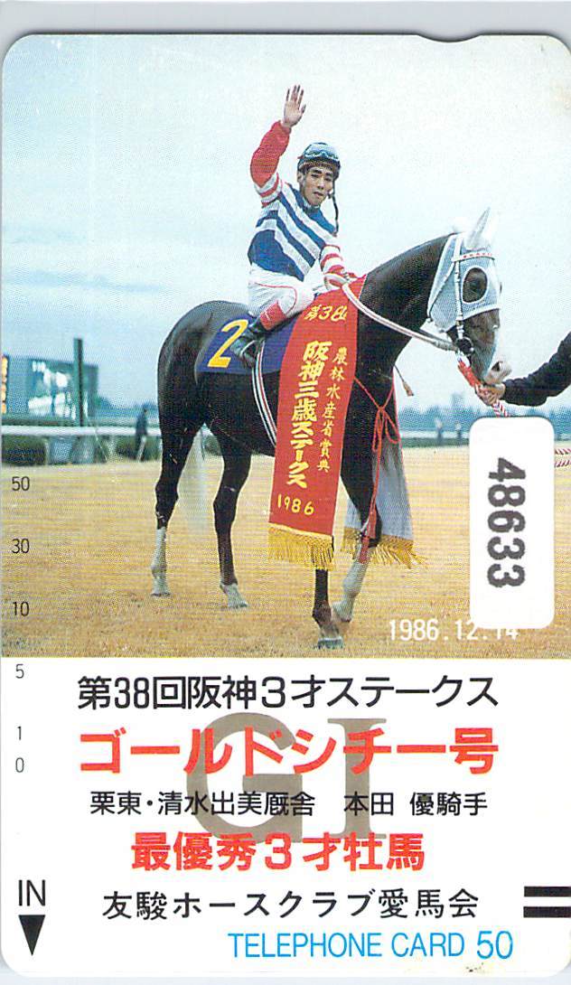 新品 ４８６３３ ゴールドシチー 38回阪神３才ステークス 友駿ホースクラブ 競馬 テレカ の落札情報詳細 ヤフオク落札価格情報 オークフリー スマートフォン版