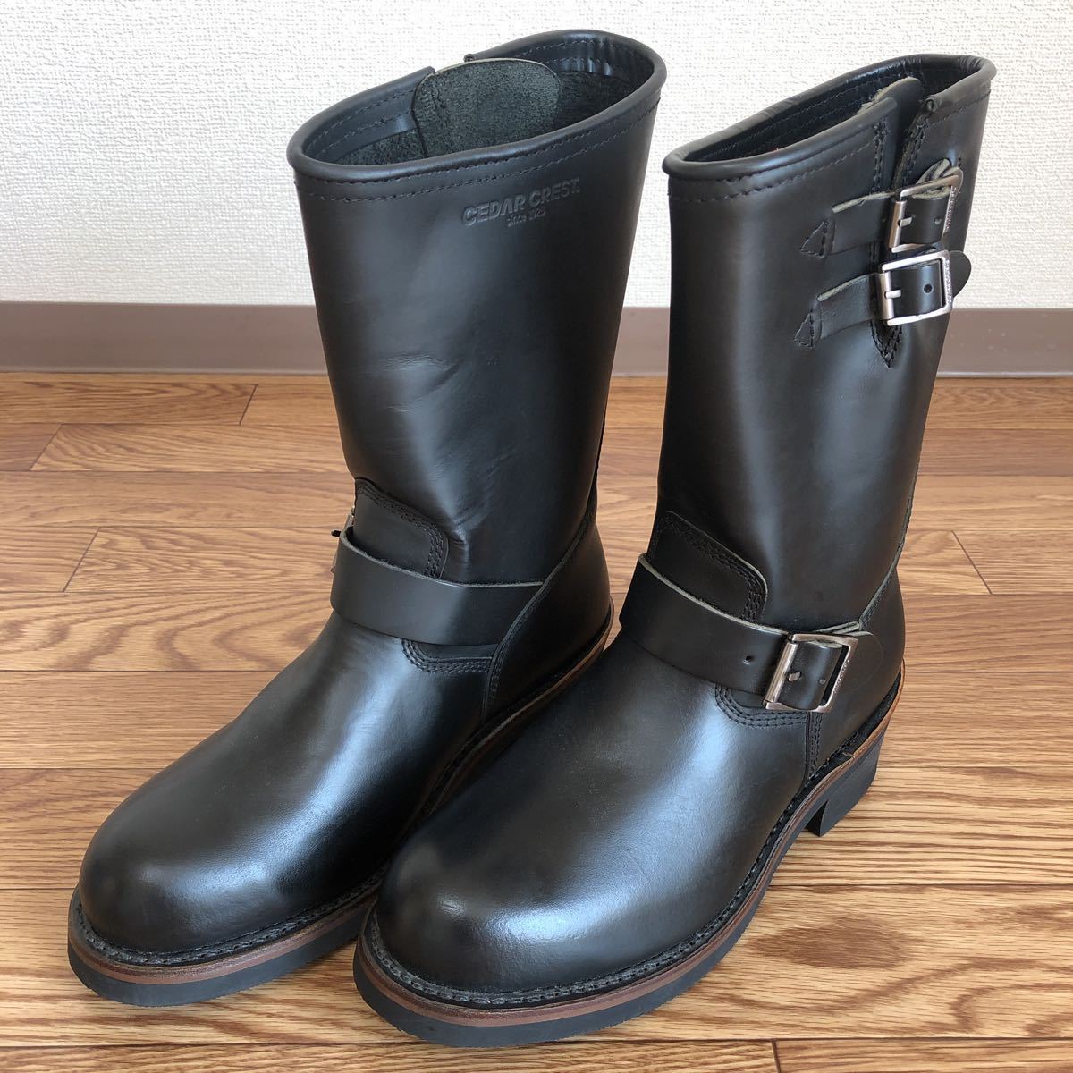 セダークレスト エンジニアブーツ 本革 ショート バイク 黒 JJ951