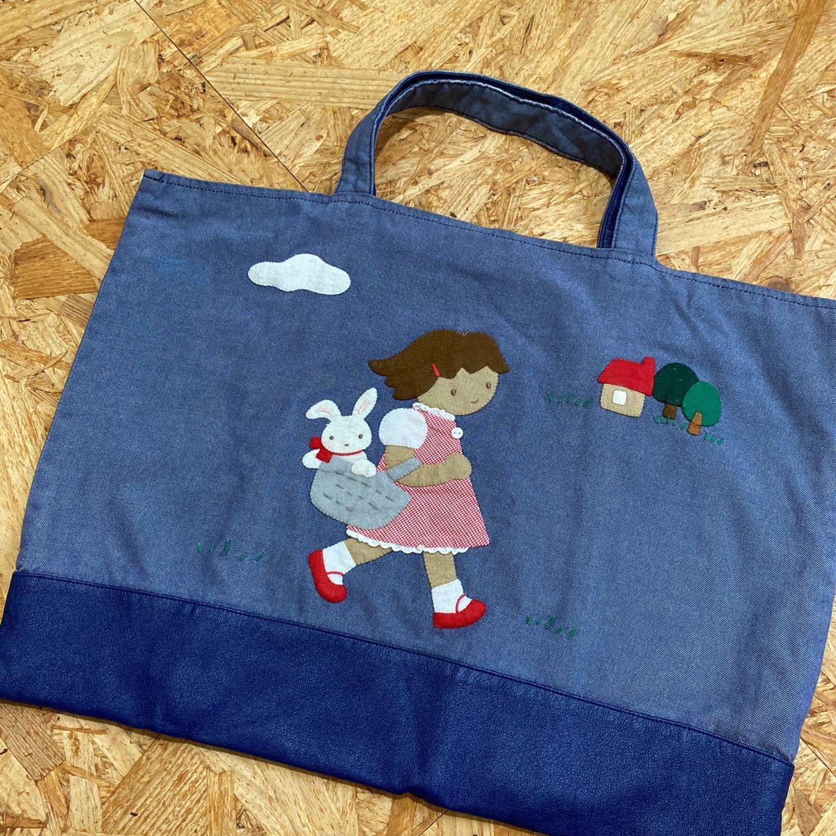 デニムバッグ アップリケ