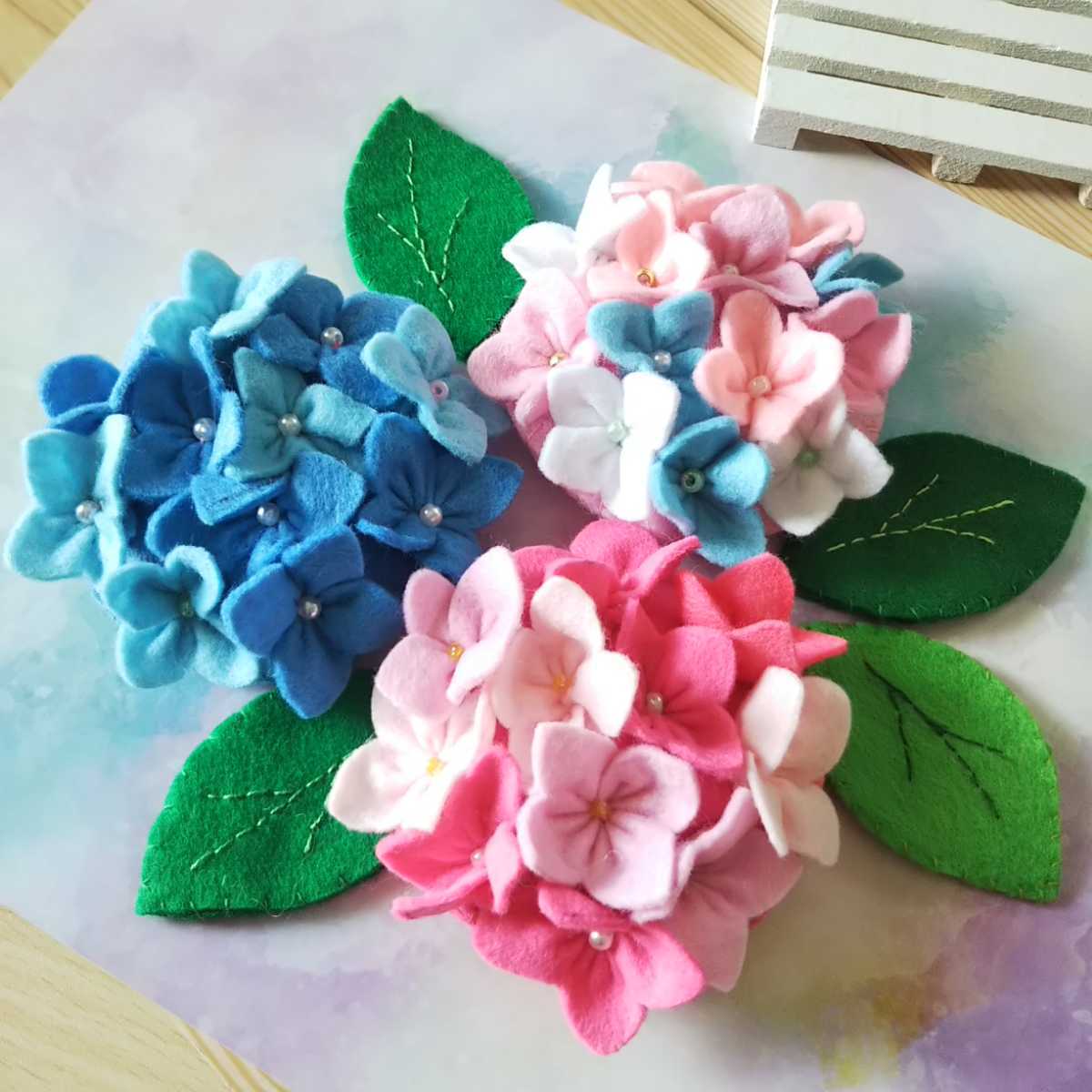 新品】あじさい① ハンドメイド フェルト 飾り 梅雨 お花 フェルト