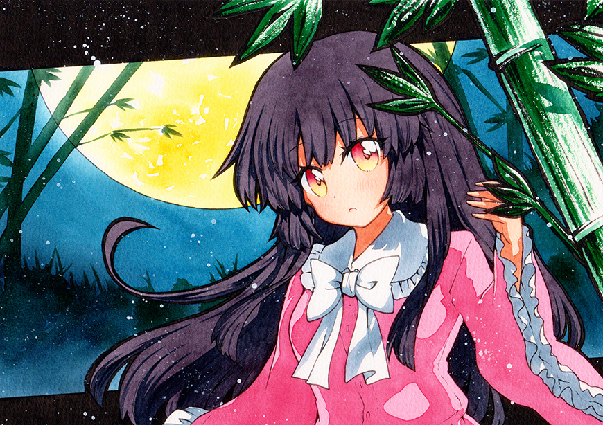 新品】【Rinka】 蓬莱山輝夜 同人手描きイラスト 東方Project A4の落札
