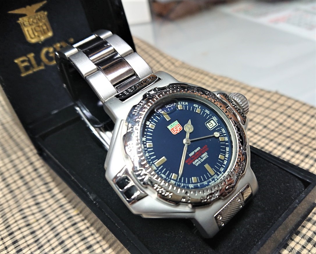 8000M elgin deepdiver エルジン　ダイバーズウォッチ 希少】8000M elgin deepdiver エルジン ダイバーズウォッチ