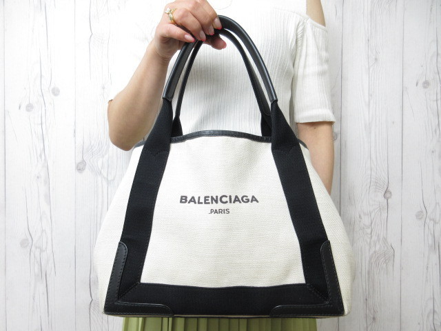 極美品✨BALENCIAGA バレンシアガ ネイビーカバス S バッグ