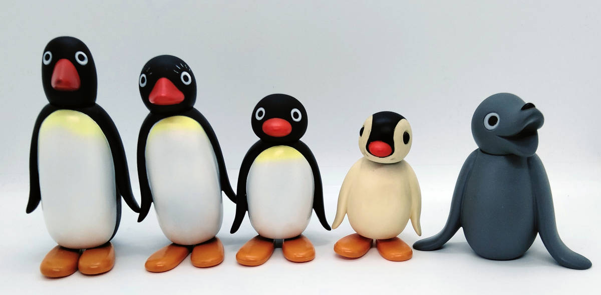 傷や汚れあり】PINGU ピングー家族のソフビ製フィギュア5体セット