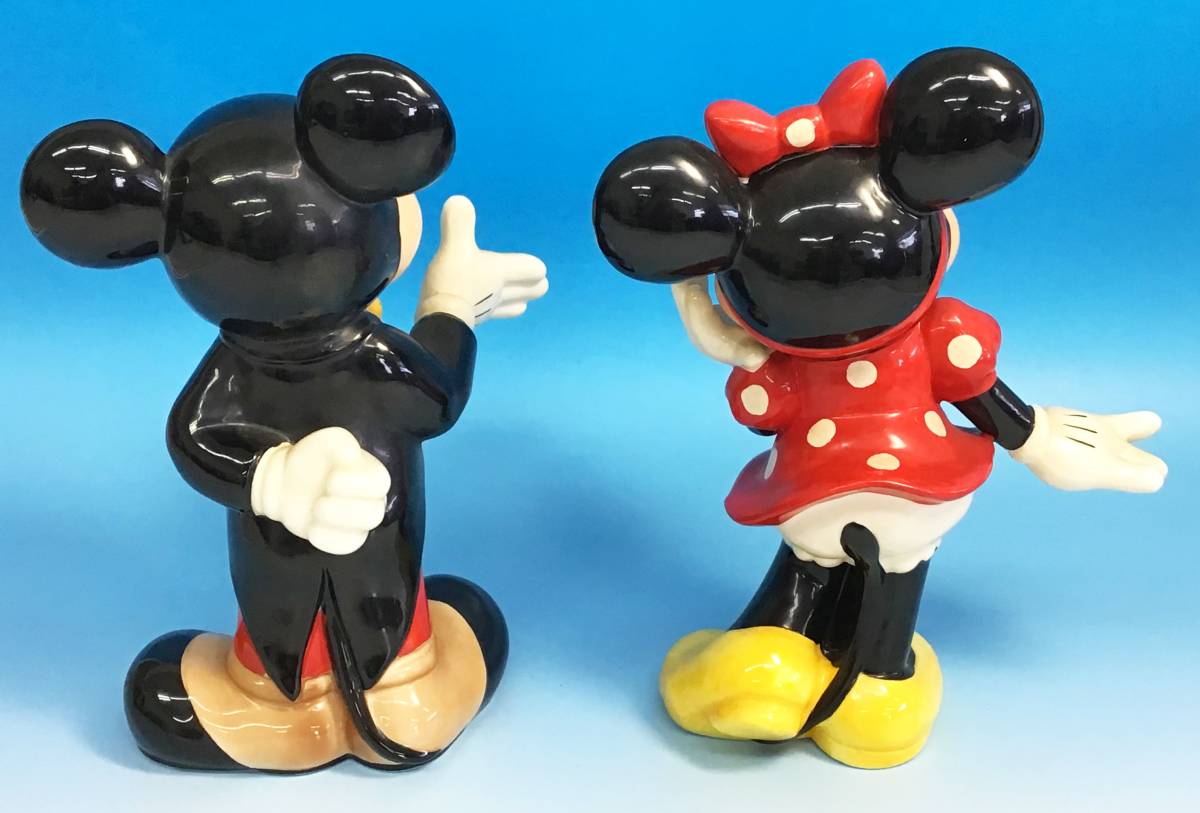 傷や汚れあり】2点セット ミッキー ミニー 時代物 置物 陶器 高さ 約24