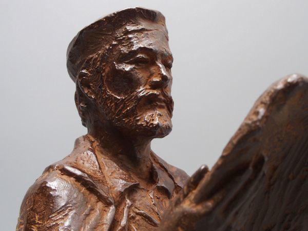 傷や汚れあり】N282. 彫刻家【島村俊和】作 ブロンズ製 ヨハネス