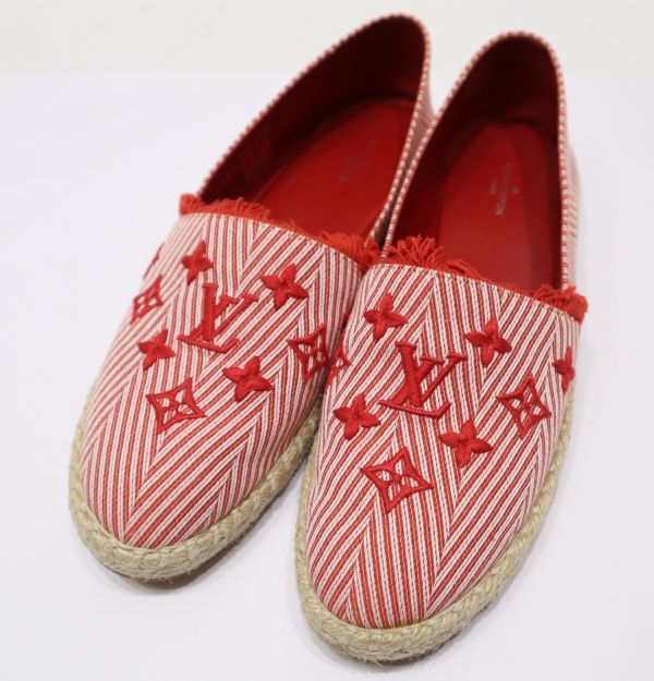 ◇美品 LOUIS VUITTON モノグラム デニム エスパドリーユ スリッポン ...