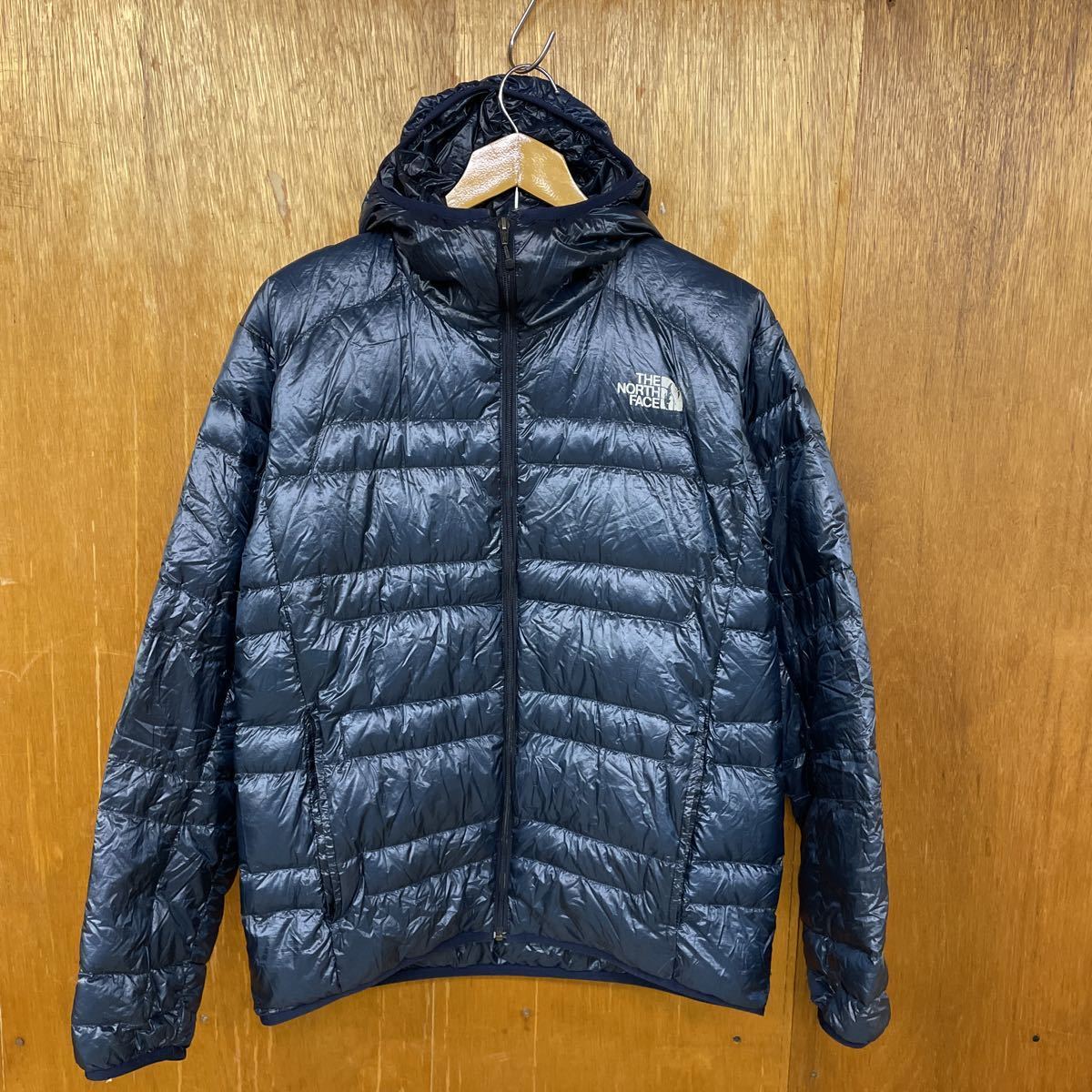 人気 ノースフェイス ダウンジャケット フーディー ネイビー キッズ
