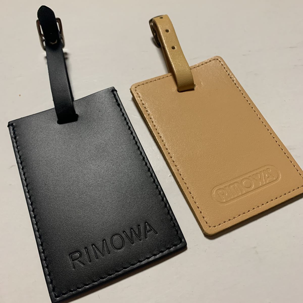 未使用に近い】RIMOWA リモワ ネームタグ ラゲージタグ レザー 黒 べ