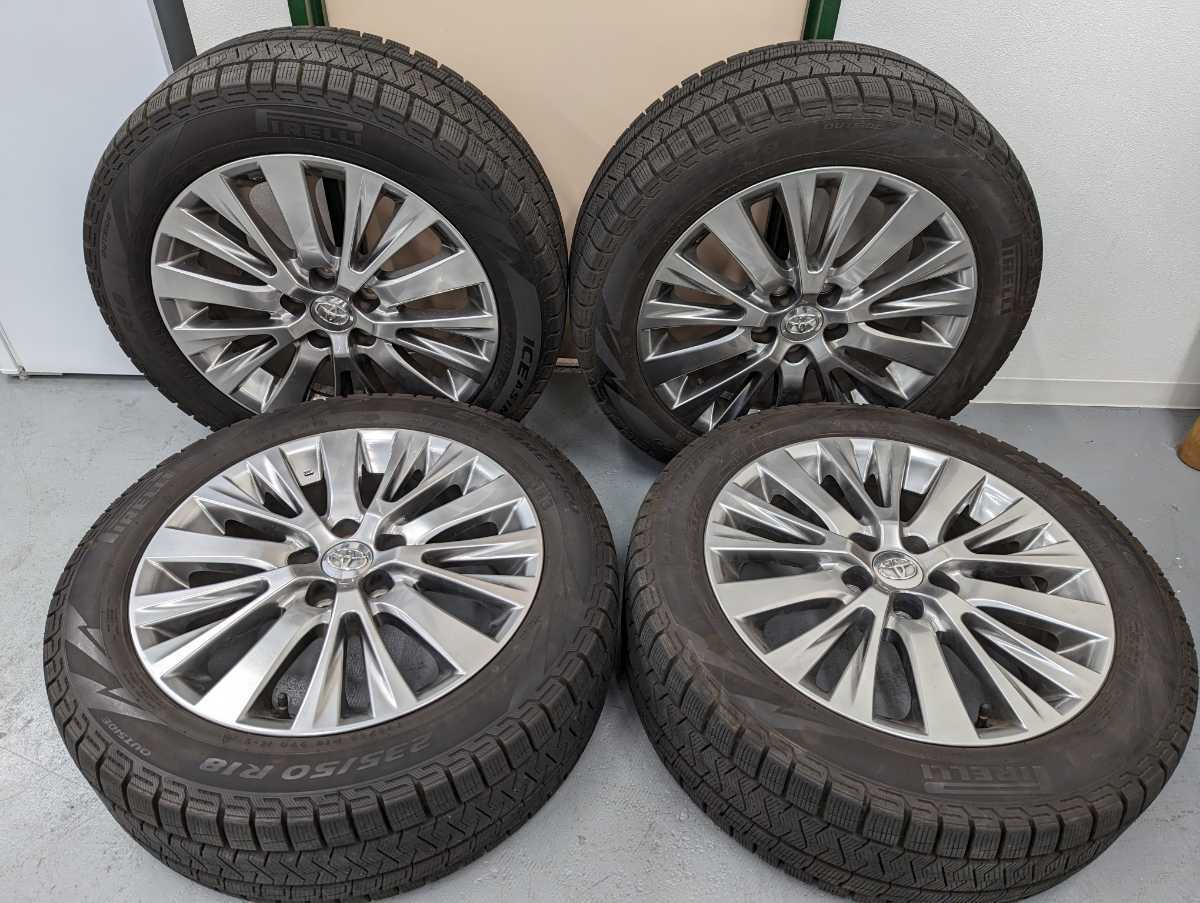 【目立った傷や汚れなし】スタッドレス 235/50R18 ピレリ アイスアシンメトリコ タイヤ ホイール 18インチ アルファード ヴェルファイア 等 バリ溝 4本セット 直取ok の落札情報