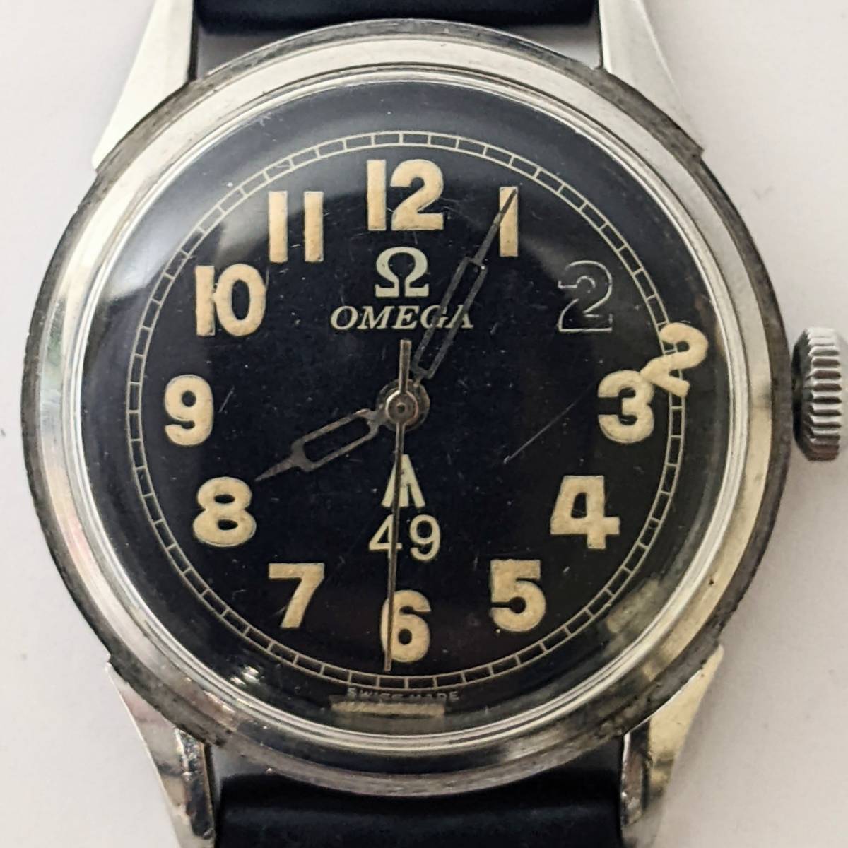 【傷や汚れあり】【2107】OMEGA オメガ Fat Arrow49 ファットアロー49 激レア 希少 珍品 手巻き マニュアル 稼働 本体