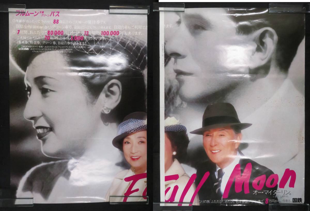 傷や汚れあり】国鉄 ポスター1『フルムーン夫婦グリーンパス◇2
