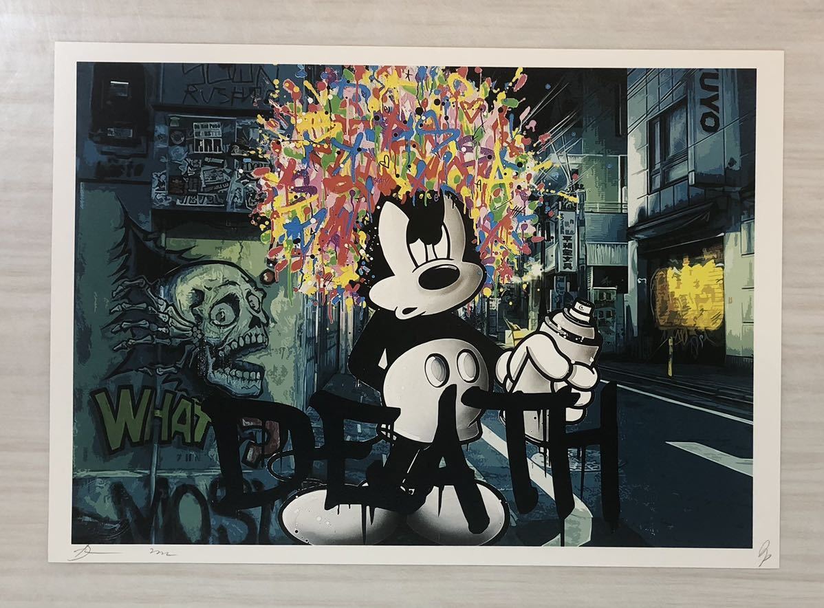 【未使用】DEATH NYC 世界限定100枚 アートポスター Mickey Mouse ミッキーマウス グラフィティー ストリートアート ...