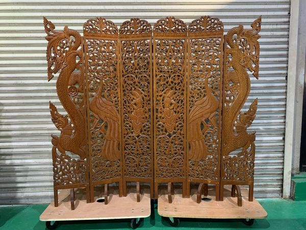 ☆骨董品木製 透かし 折りたたみ式 屏風 1 古民具
