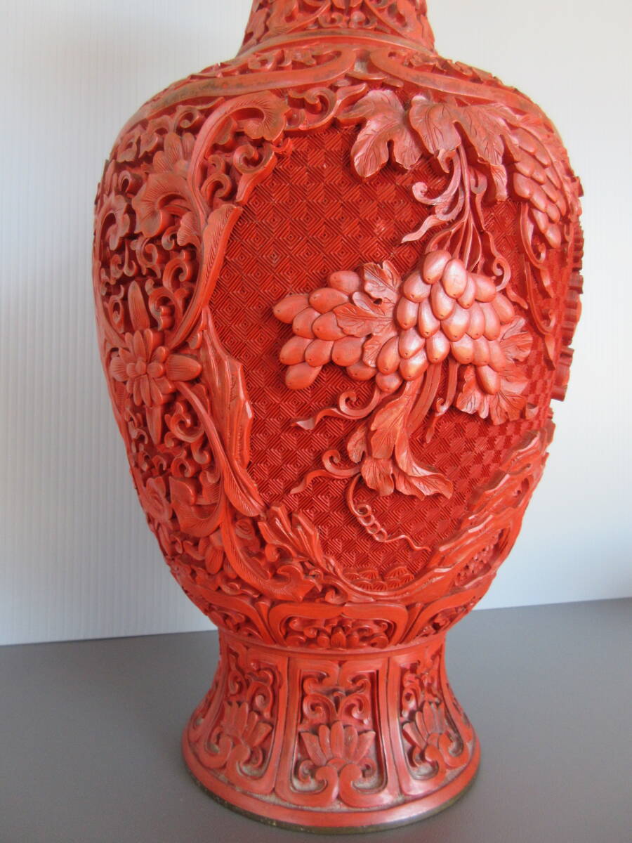 送料無料 中国古玩 60～70年代七宝花瓶 高さ23.5cm ☆無傷☆ やや傷