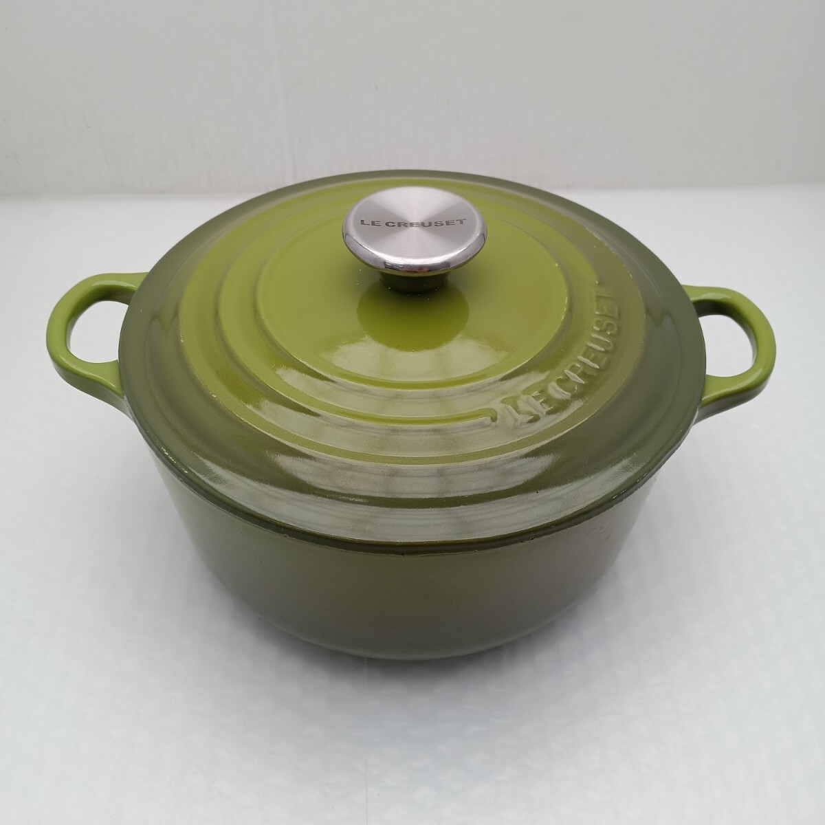美品】LE CREUSET ココット ロンド フルーツグリーン 24cm（美品